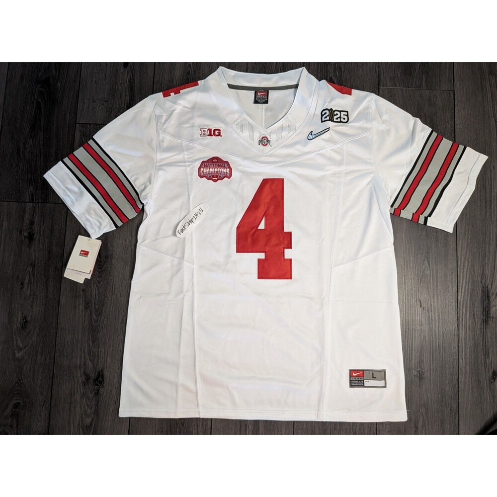 Jeremiah Smith #4 Ohio State Buckeyes White Jersey Stitched Size Large